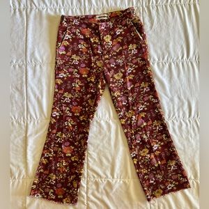Urban Outfitters Purple Floral Corduroy Cropped Pants